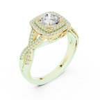 Modern Round Moissanite Engagement Ring with Hidden Detail