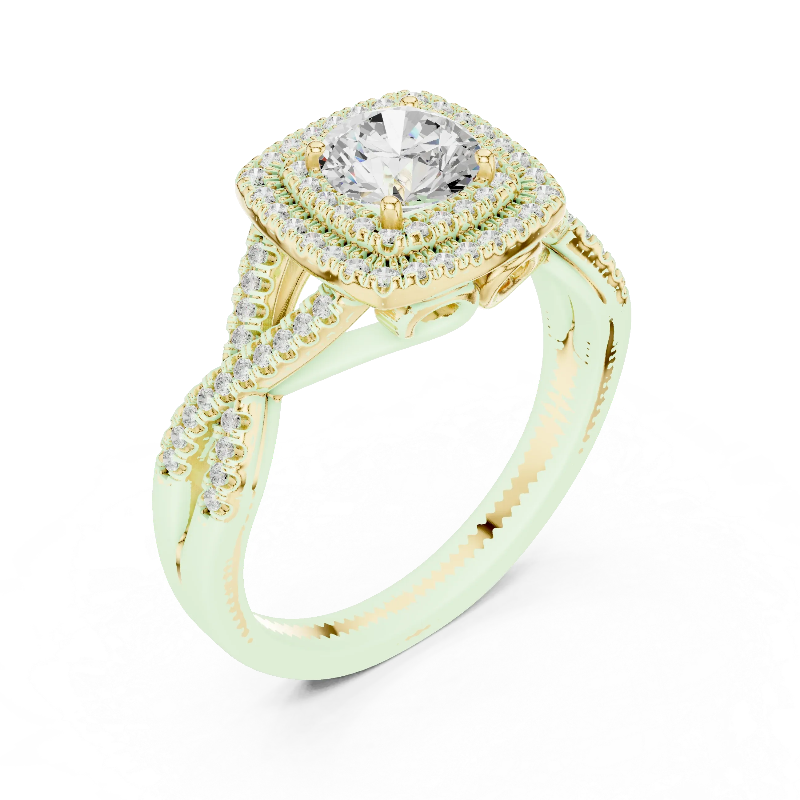 Modern Round Moissanite Engagement Ring with Hidden Detail