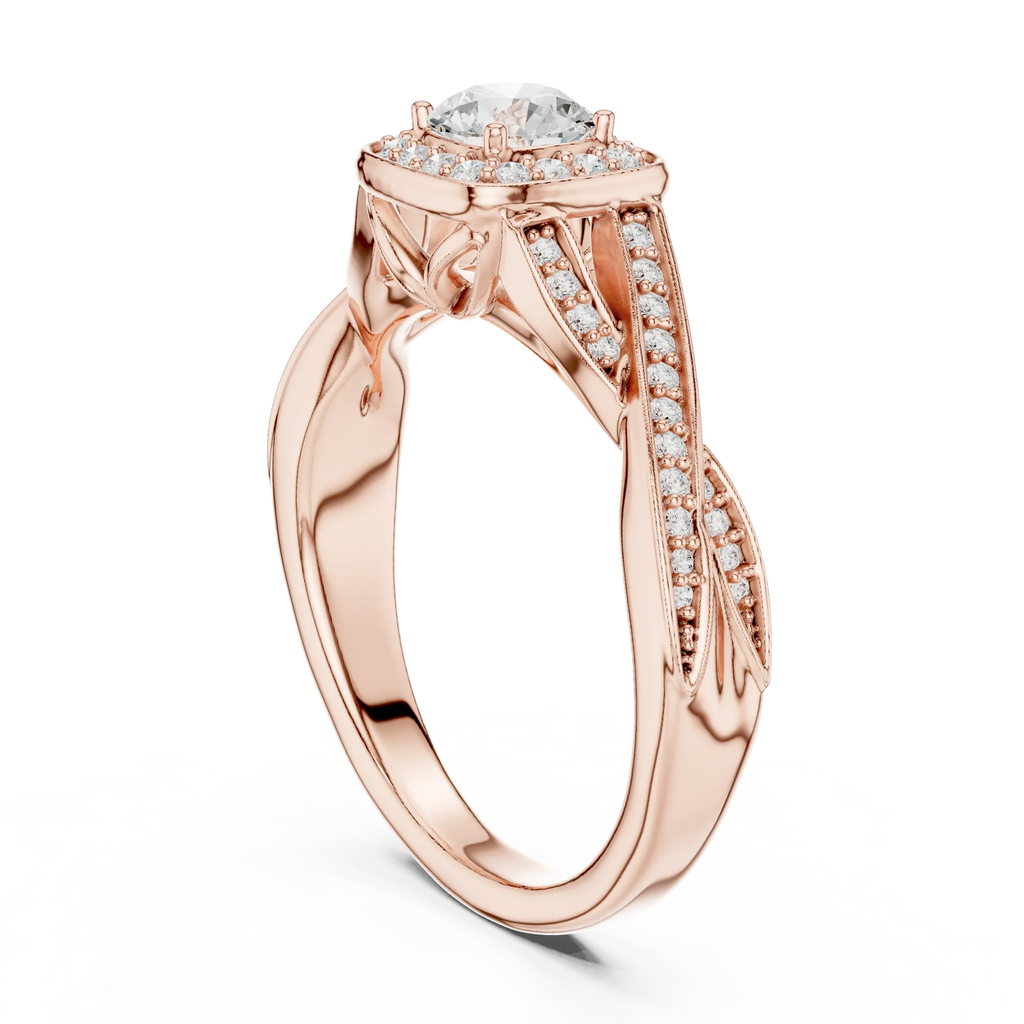 Elegant Round Lab Created Diamond Ring with Under-Halo