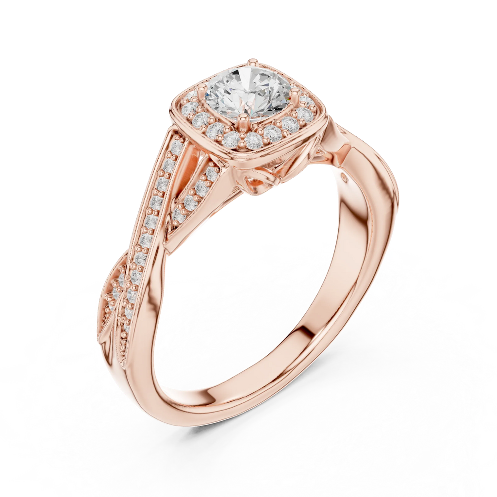 Elegant Round Lab Created Diamond Ring with Under-Halo
