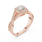 Elegant Round Lab Created Diamond Ring with Under-Halo