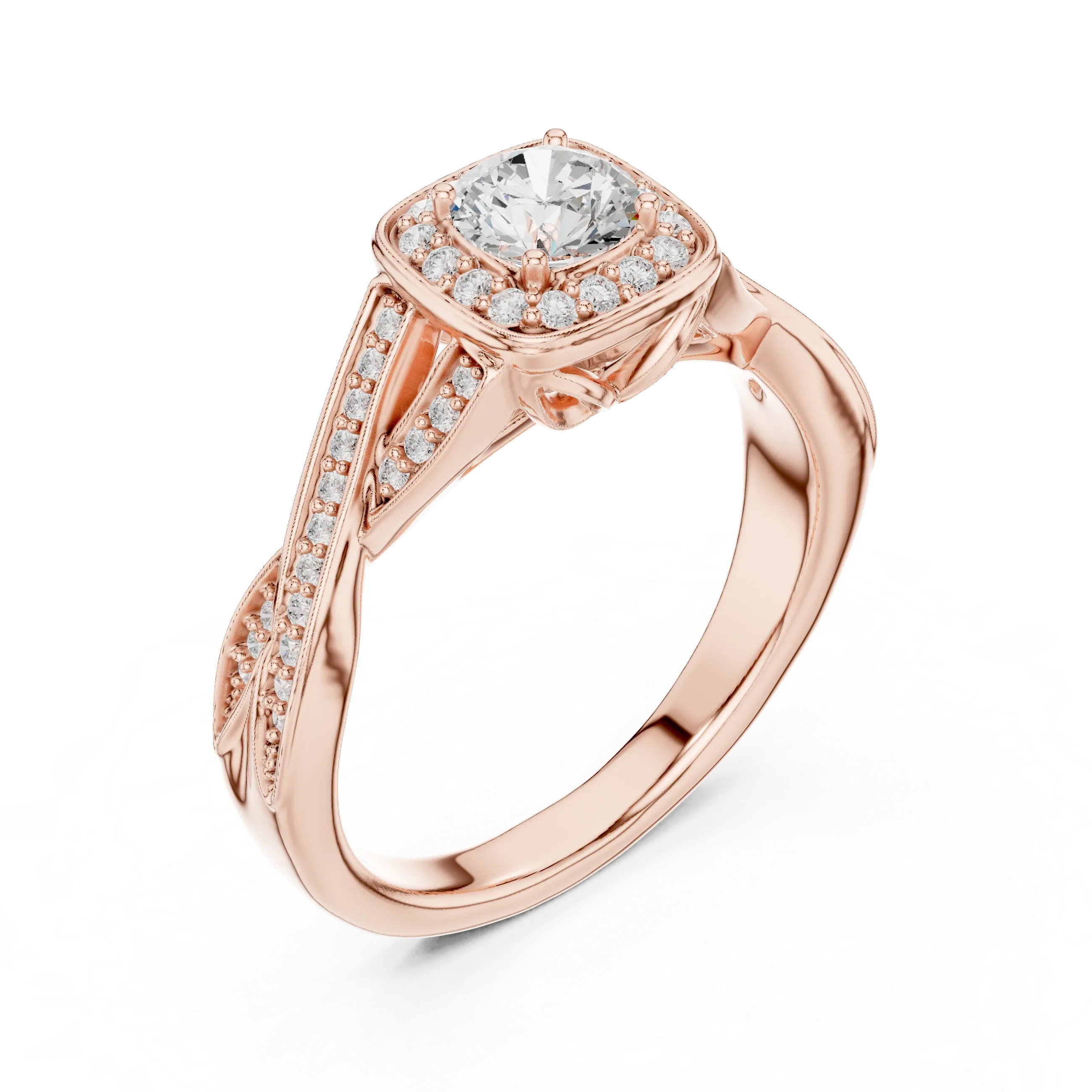 Elegant Round Lab Created Diamond Ring with Under-Halo