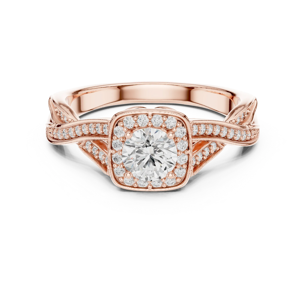 Elegant Round Lab Created Diamond Ring with Under-Halo