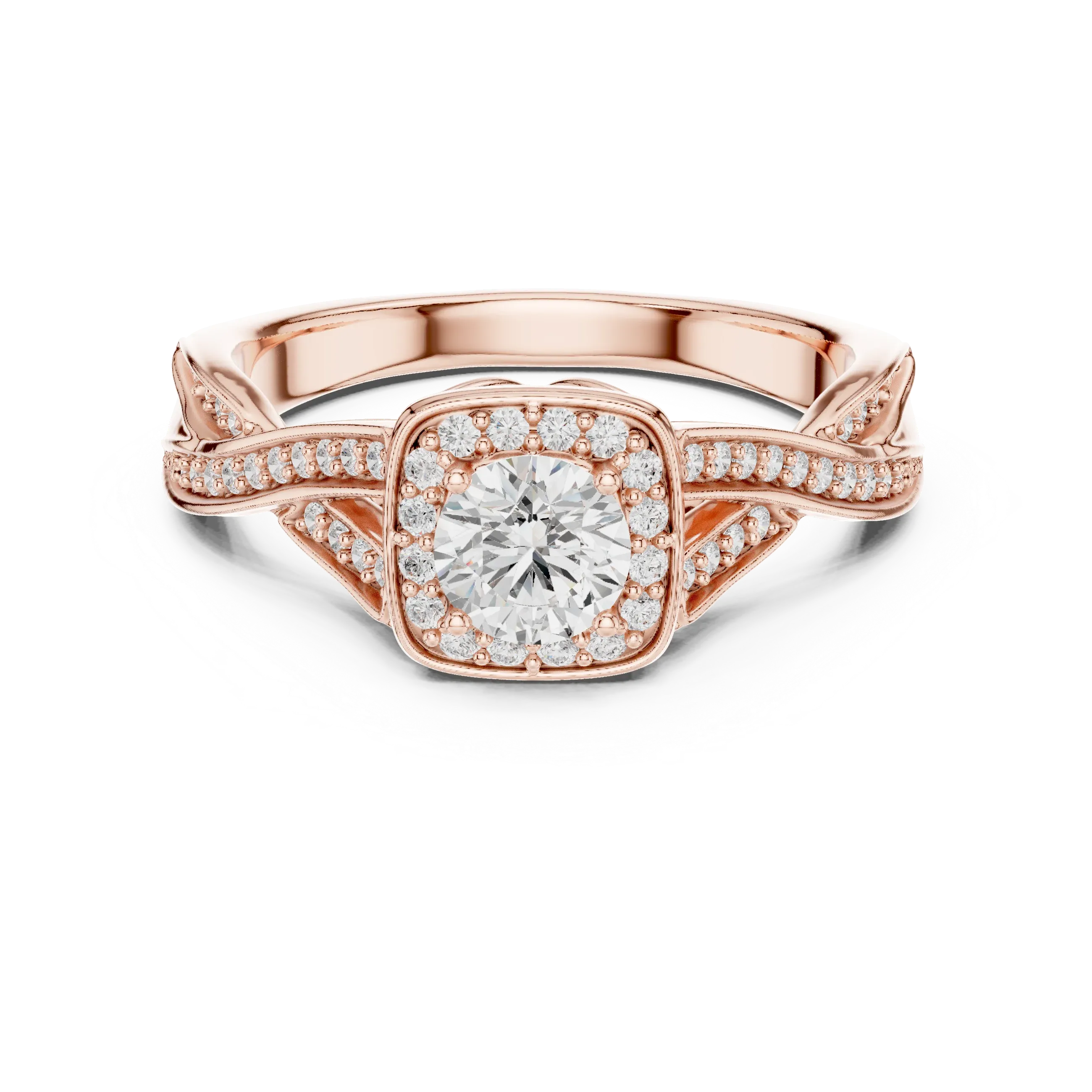 Elegant Round Lab Created Diamond Ring with Under-Halo