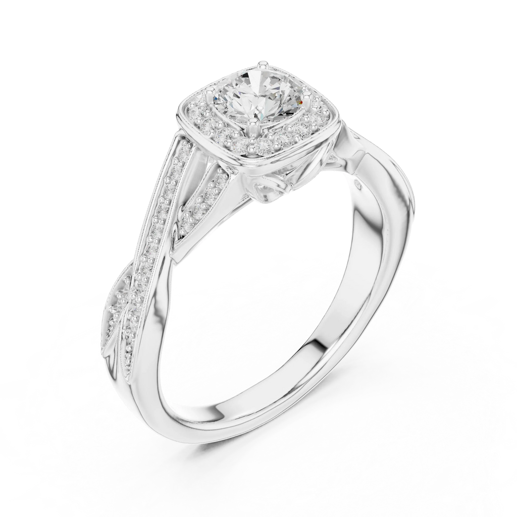 Elegant Round Lab Created Diamond Ring with Under-Halo