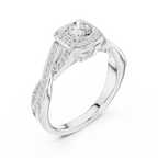 Elegant Round Lab Created Diamond Ring with Under-Halo