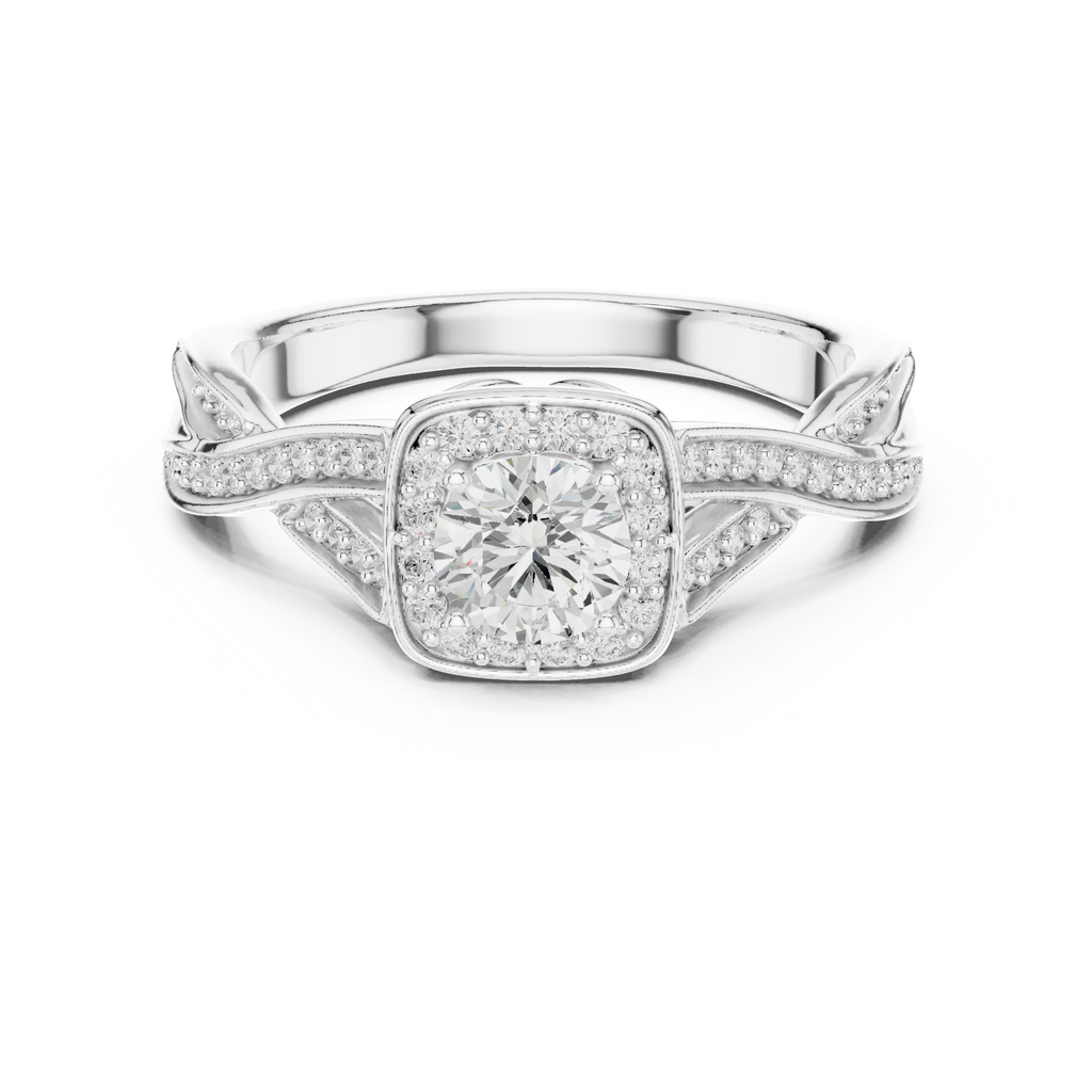 Elegant Round Lab Created Diamond Ring with Under-Halo