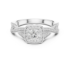 Elegant Round Lab Created Diamond Ring with Under-Halo