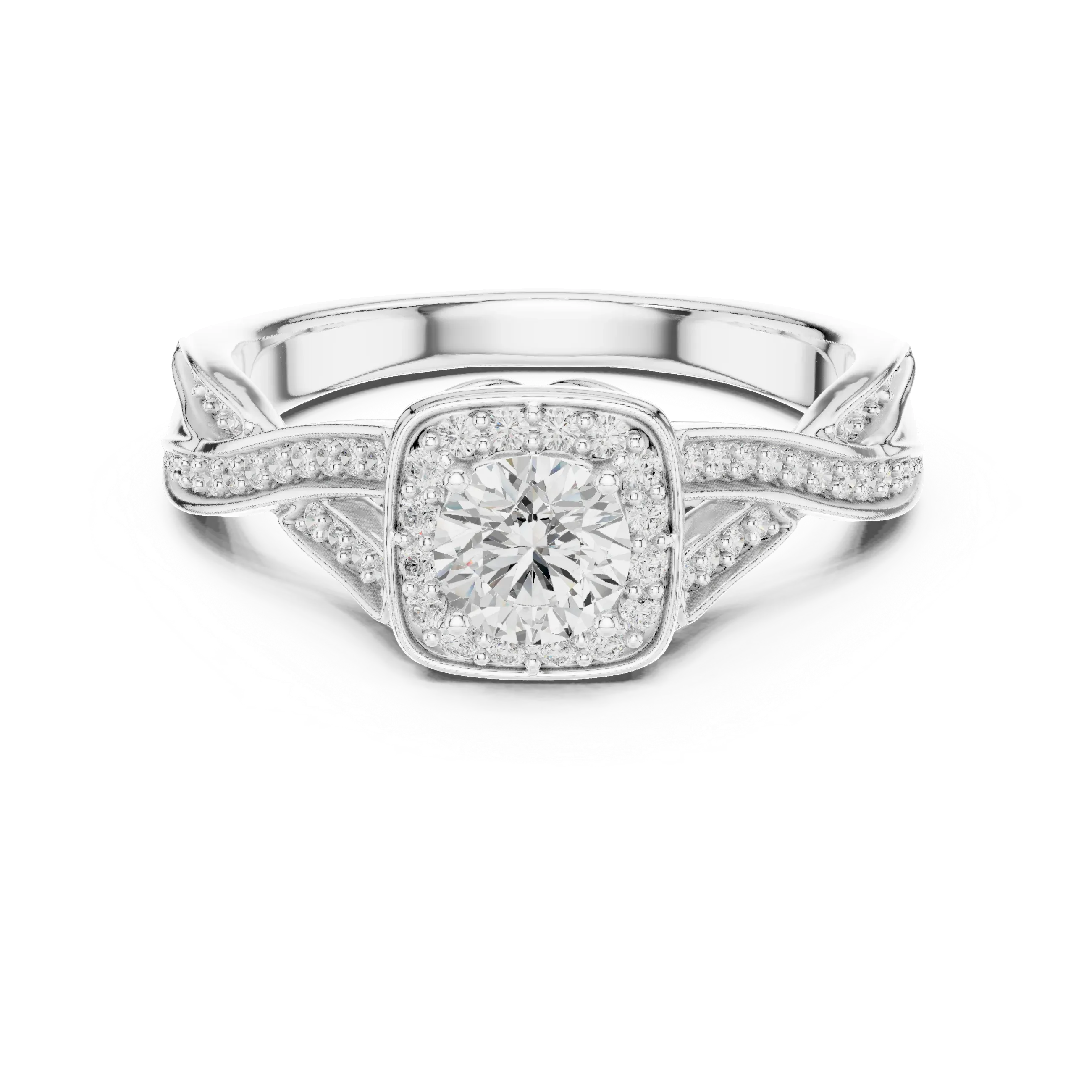 Elegant Round Lab Created Diamond Ring with Under-Halo