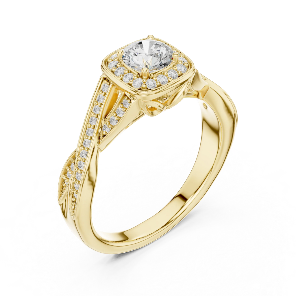 Elegant Round Lab Created Diamond Ring with Under-Halo