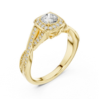 Elegant Round Lab Created Diamond Ring with Under-Halo