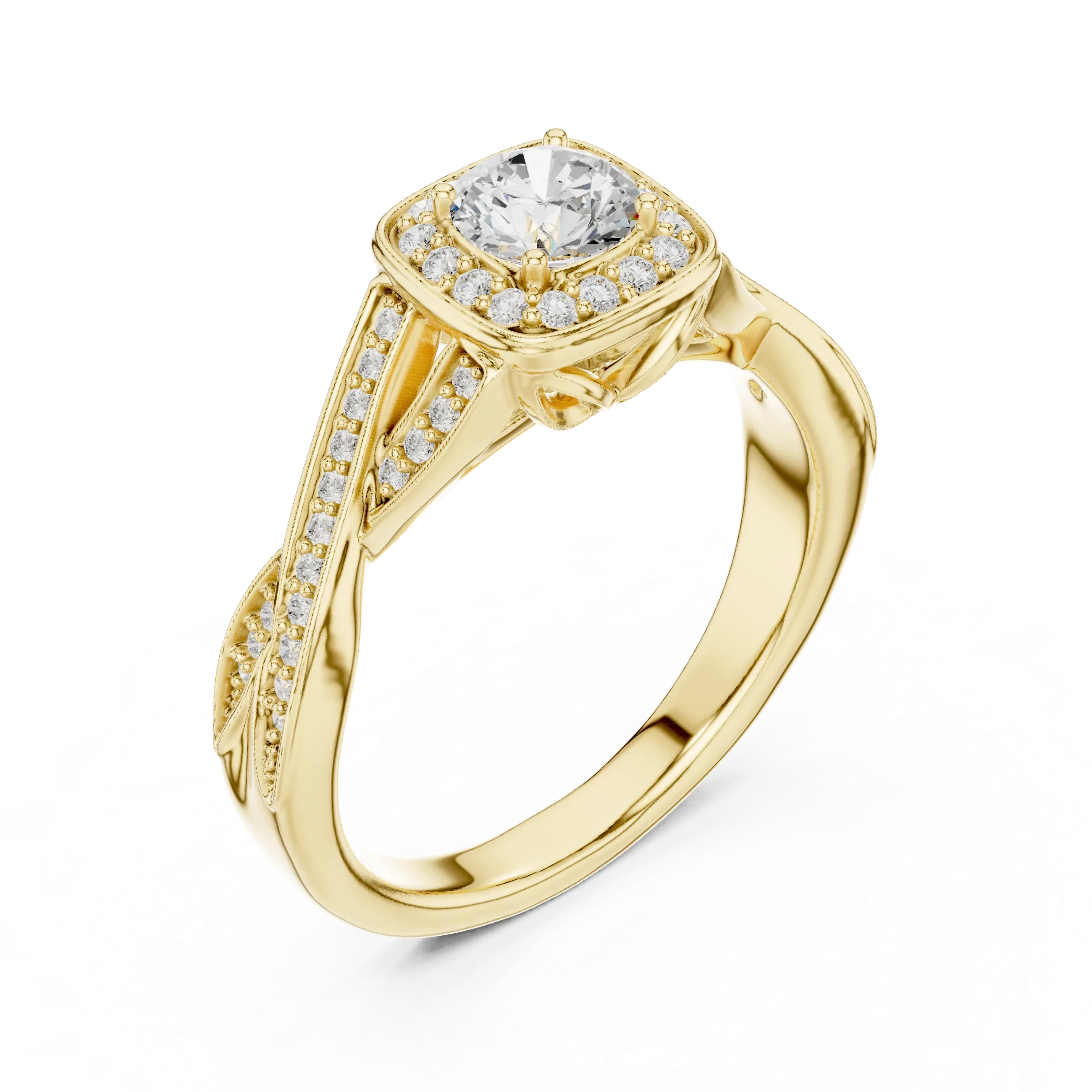 Elegant Round Lab Created Diamond Ring with Under-Halo