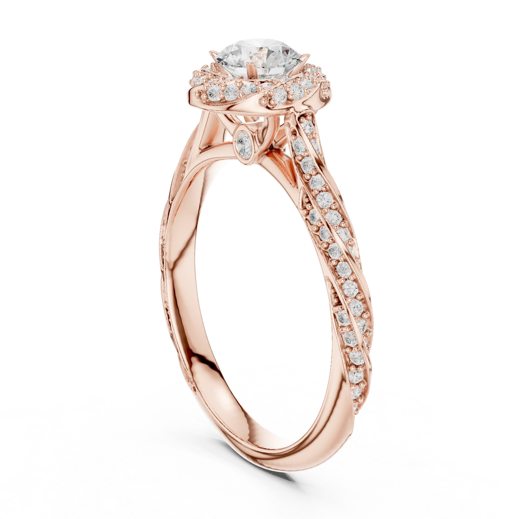 Round Moissanite Cathedral Ring with  VVS1