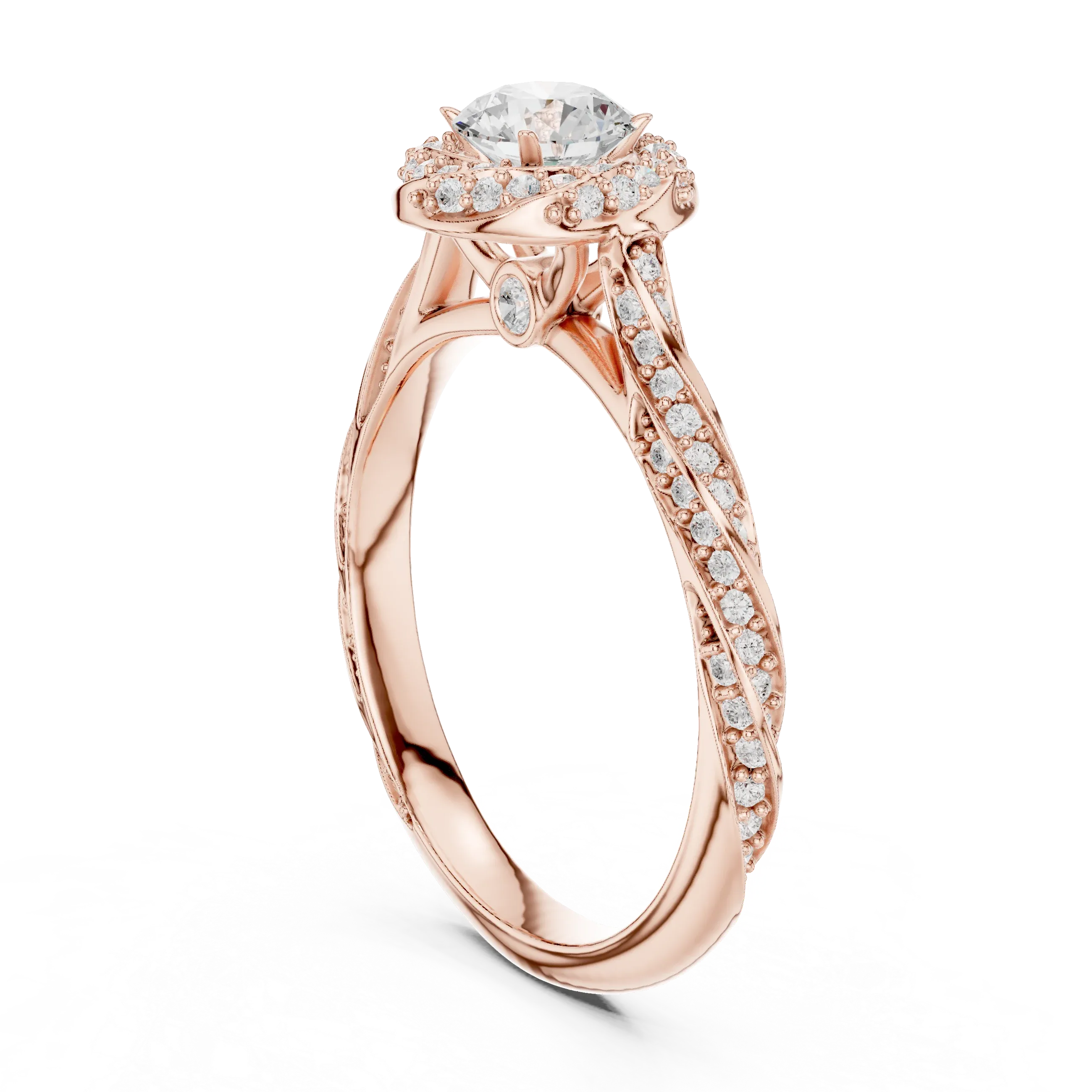 Round Moissanite Cathedral Ring with  VVS1