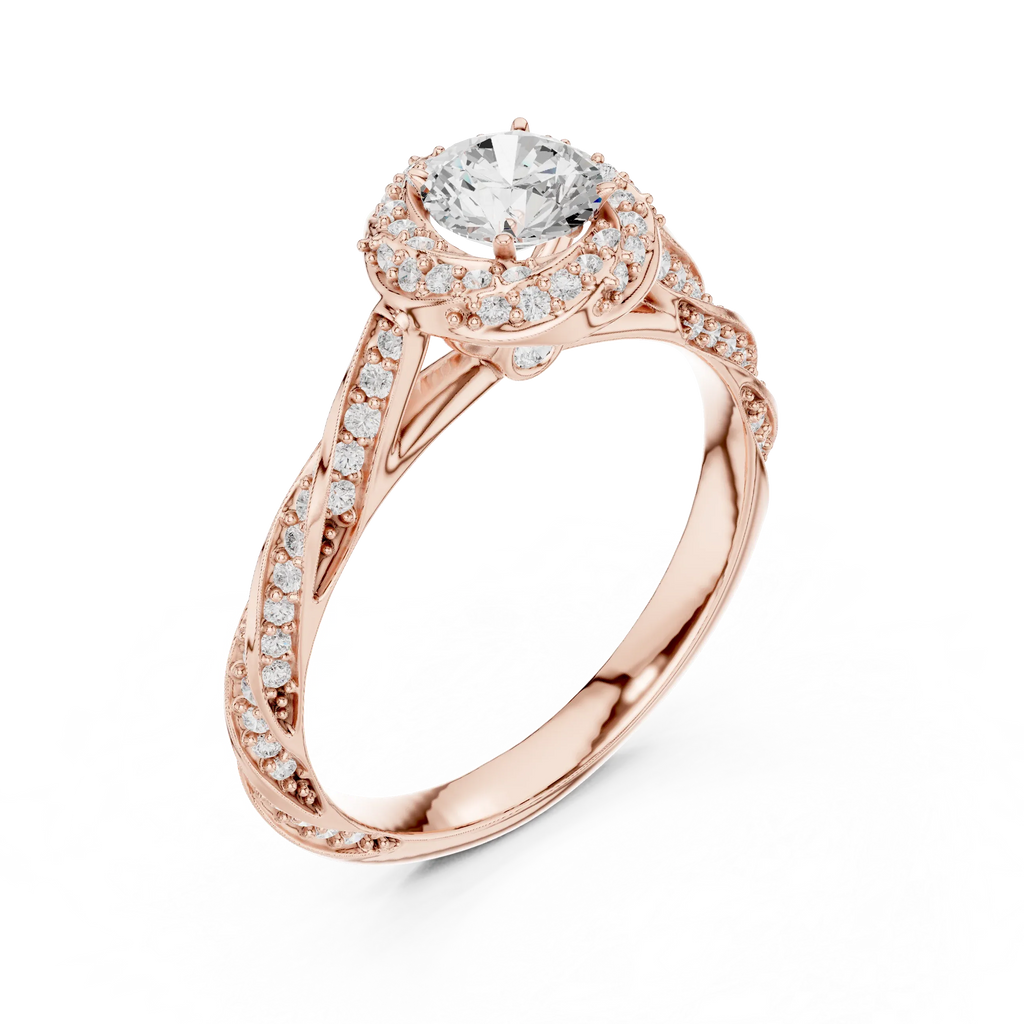 Round Moissanite Cathedral Ring with  VVS1