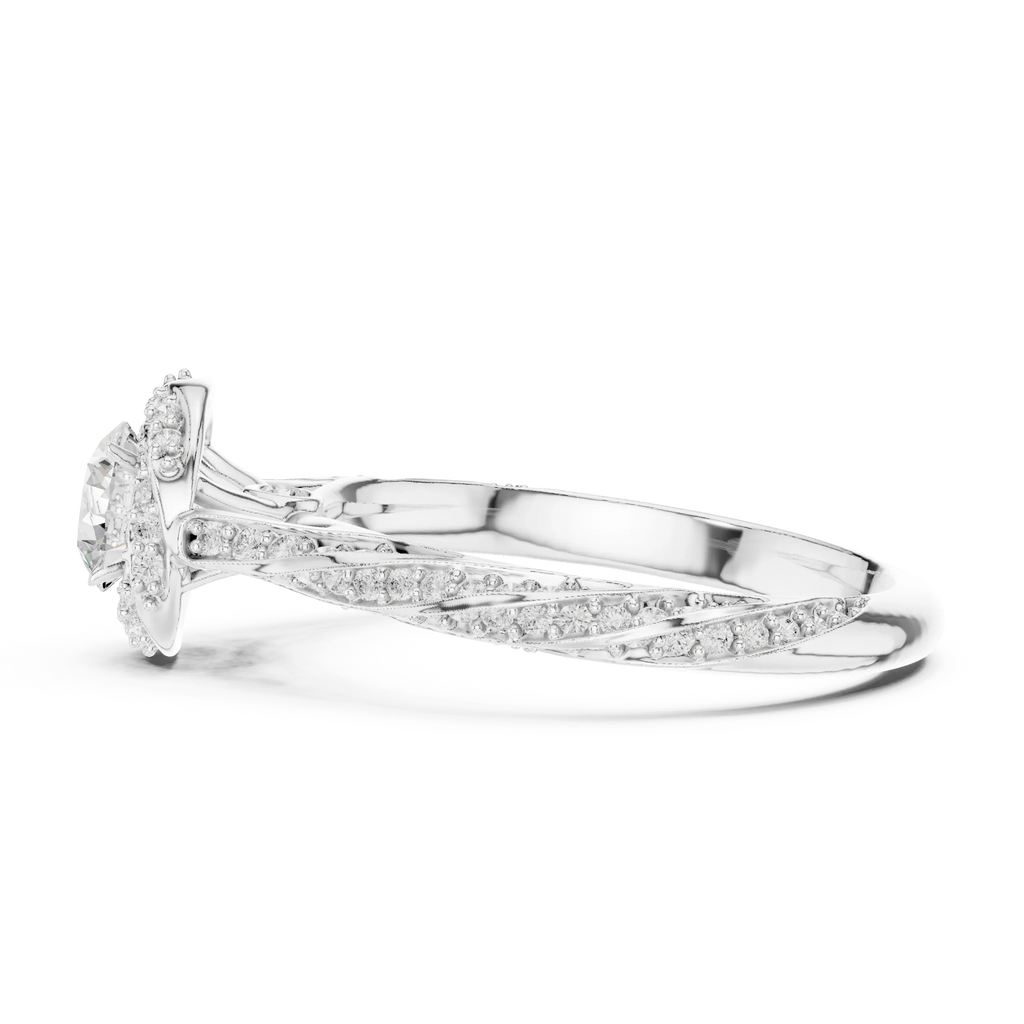 Round Moissanite Cathedral Ring with  VVS1