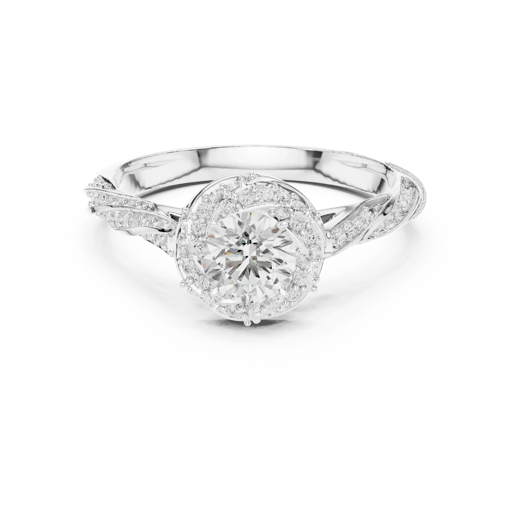 Round Moissanite Cathedral Ring with  VVS1