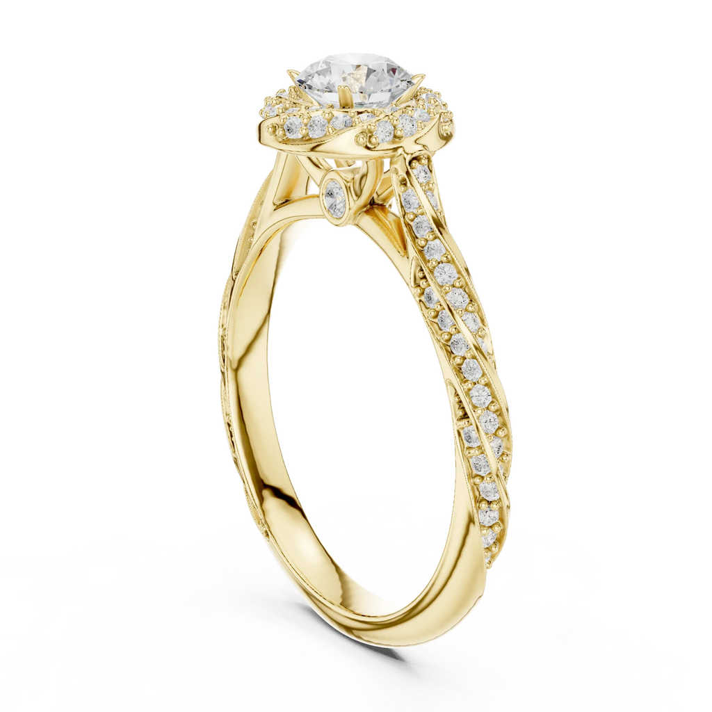 Round Moissanite Cathedral Ring with  VVS1