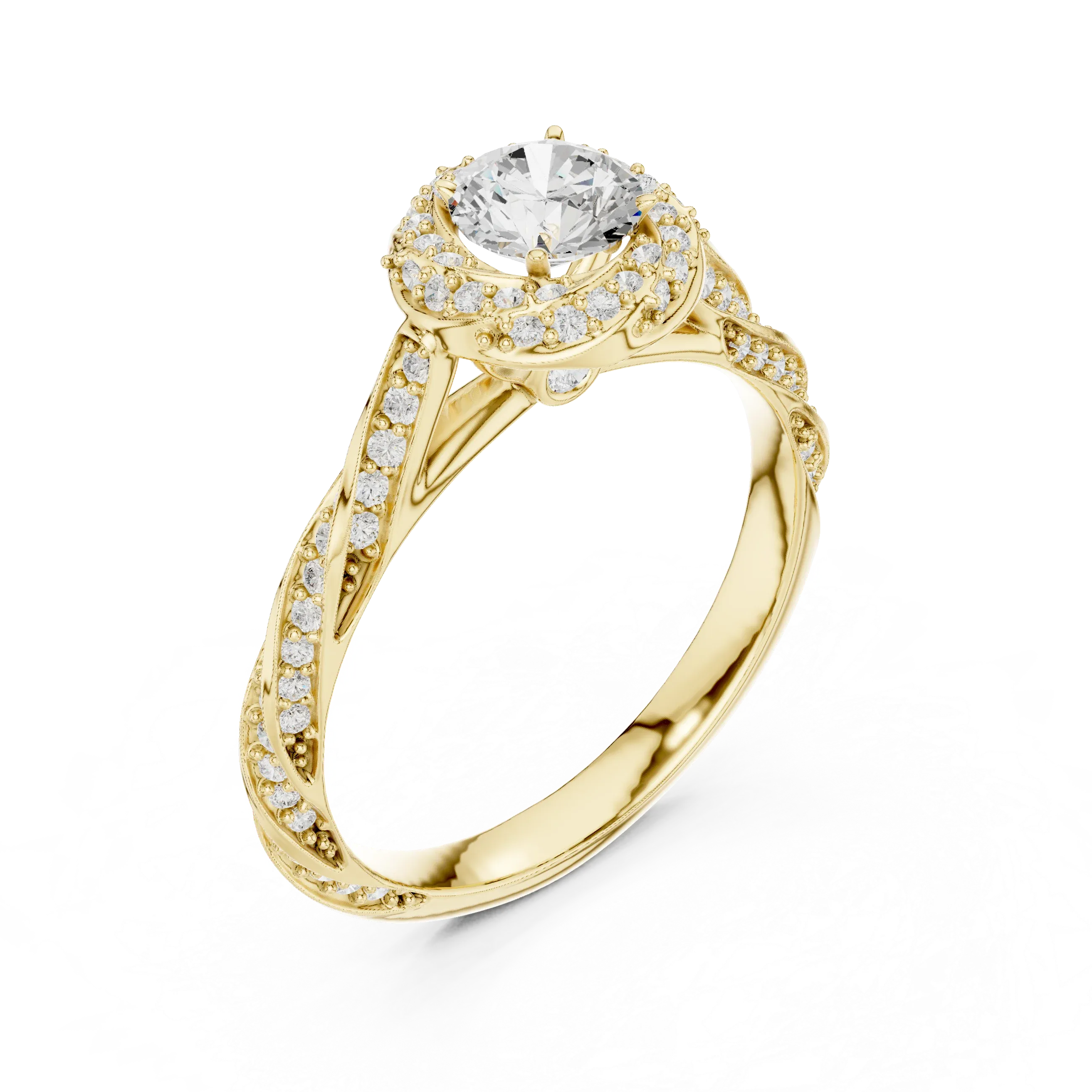 Round Moissanite Cathedral Ring with  VVS1