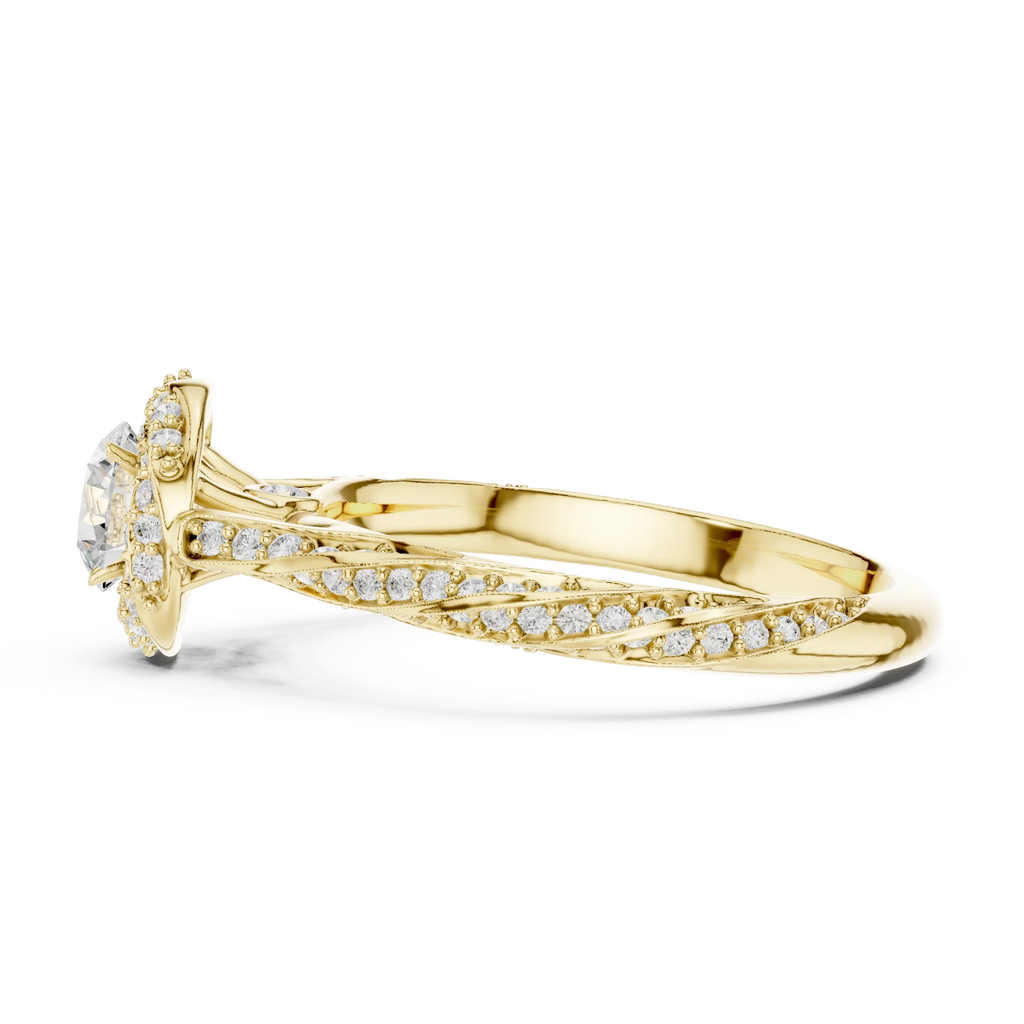 Round Moissanite Cathedral Ring with  VVS1