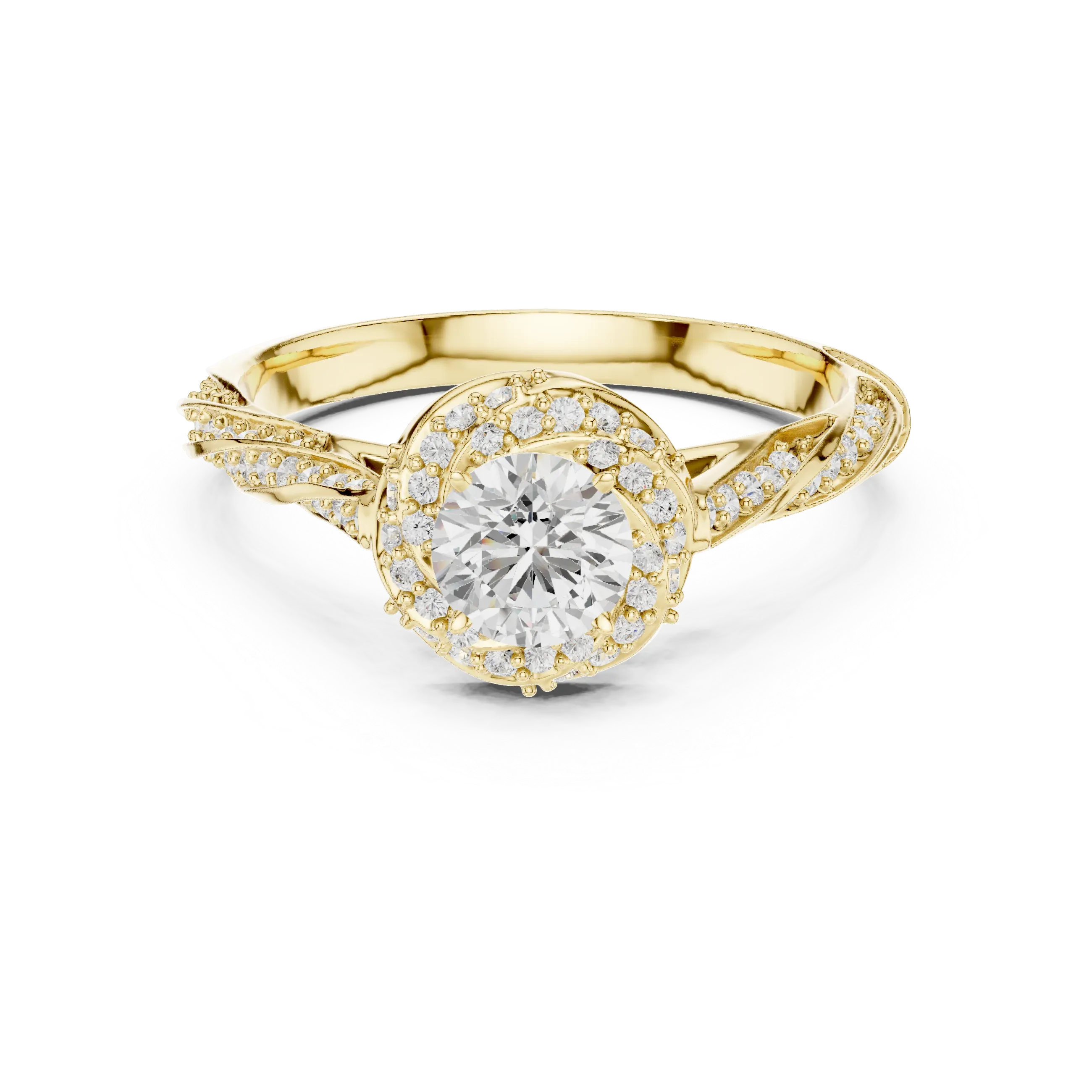Round Moissanite Cathedral Ring with  VVS1