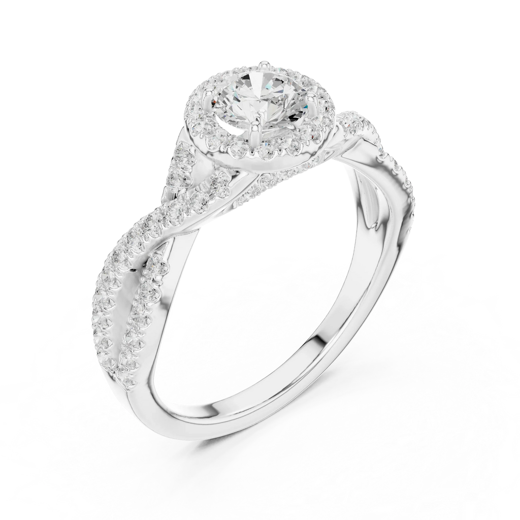 E Color Round VVS Diamond  Engagement Ring