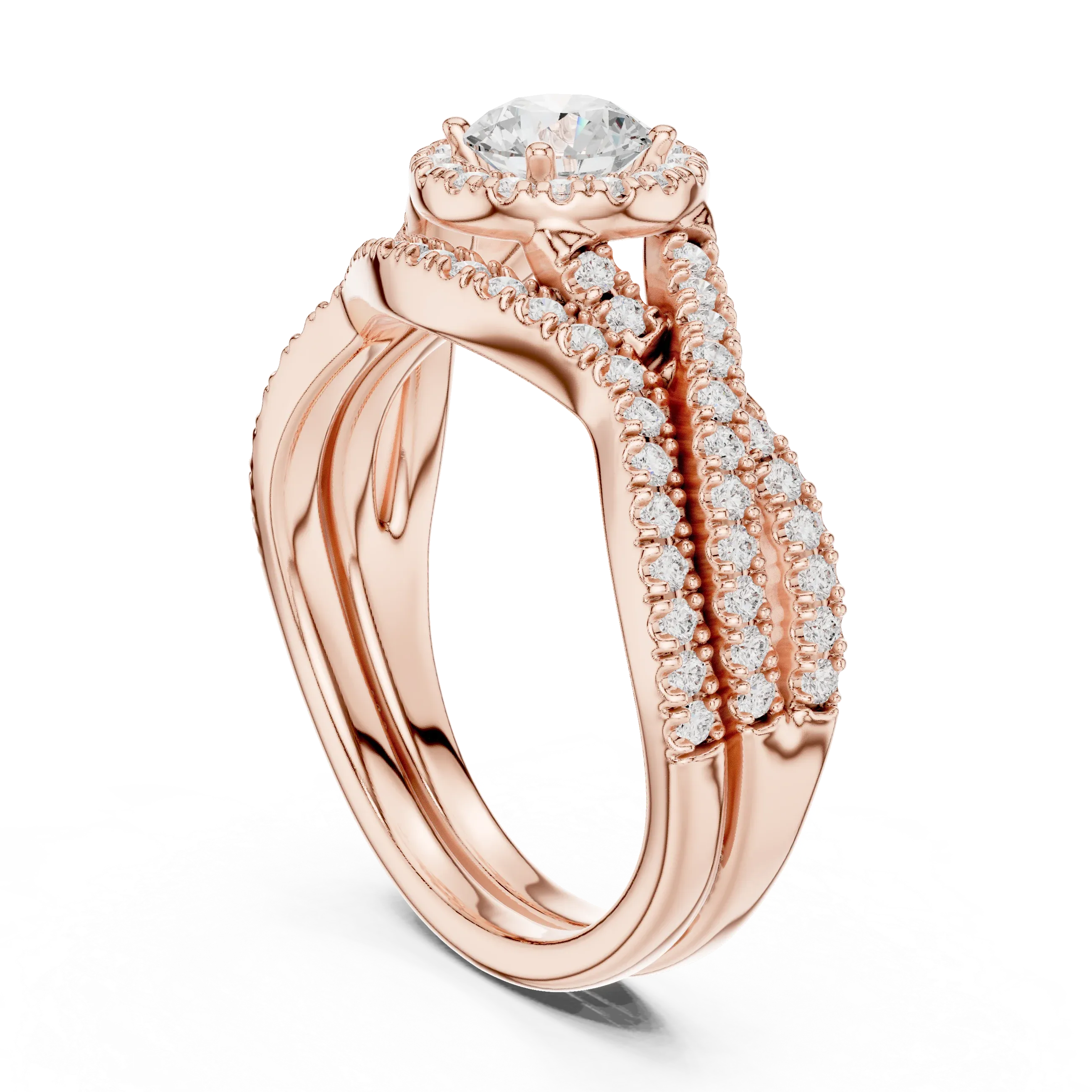 E Color VVS1 Round Lab Created Diamond Wedding Ring