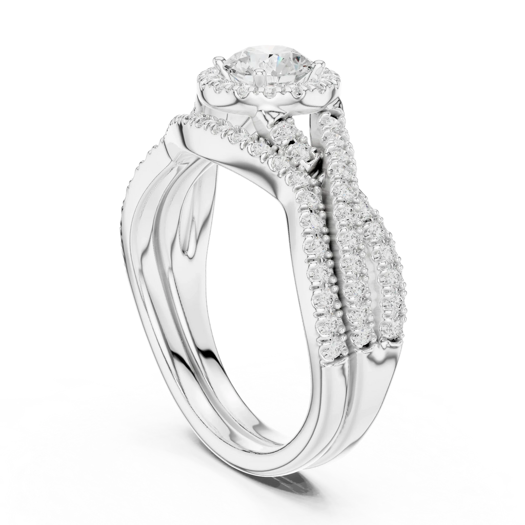 E Color VVS1 Round Lab Created Diamond Wedding Ring