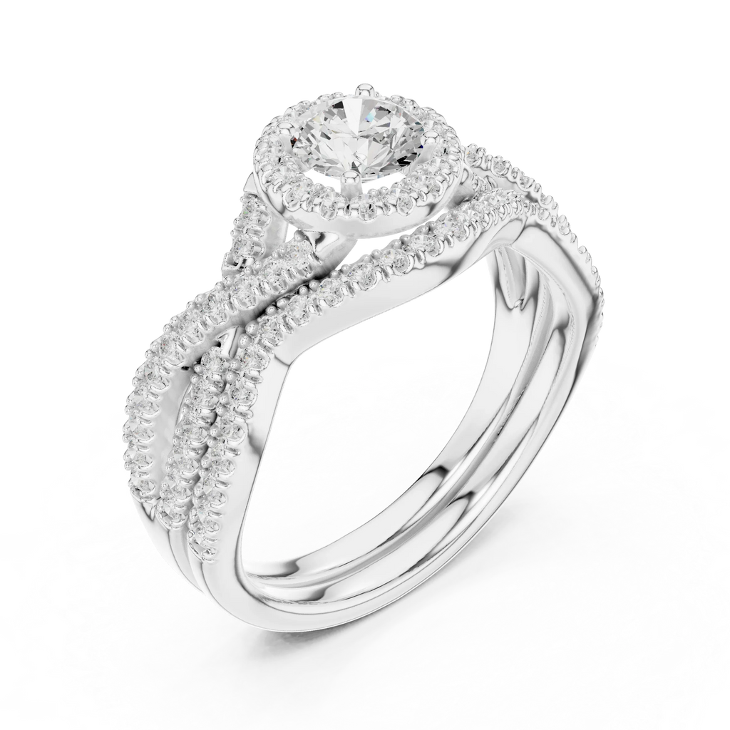 E Color VVS1 Round Lab Created Diamond Wedding Ring