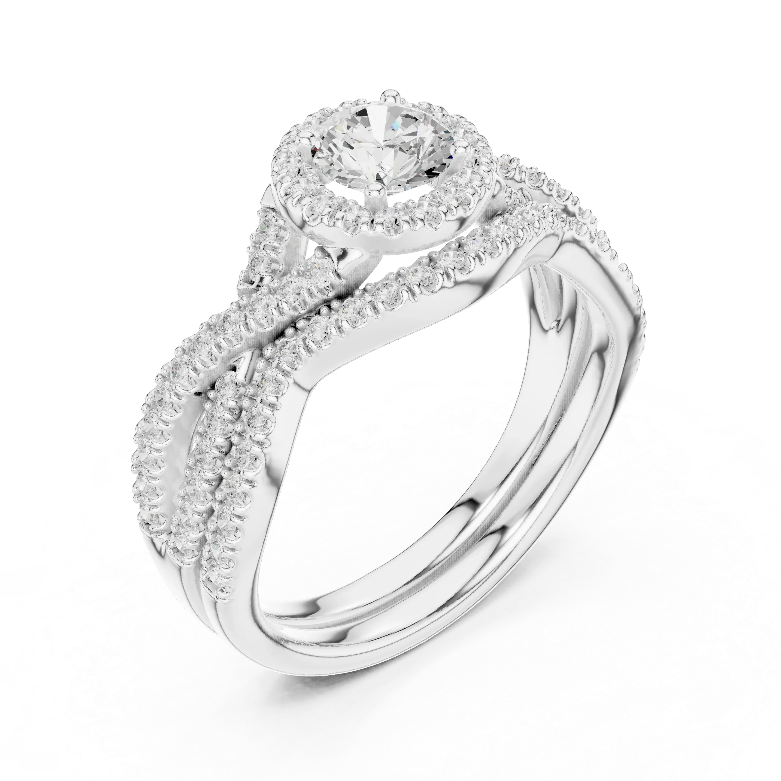 E Color VVS1 Round Lab Created Diamond Wedding Ring