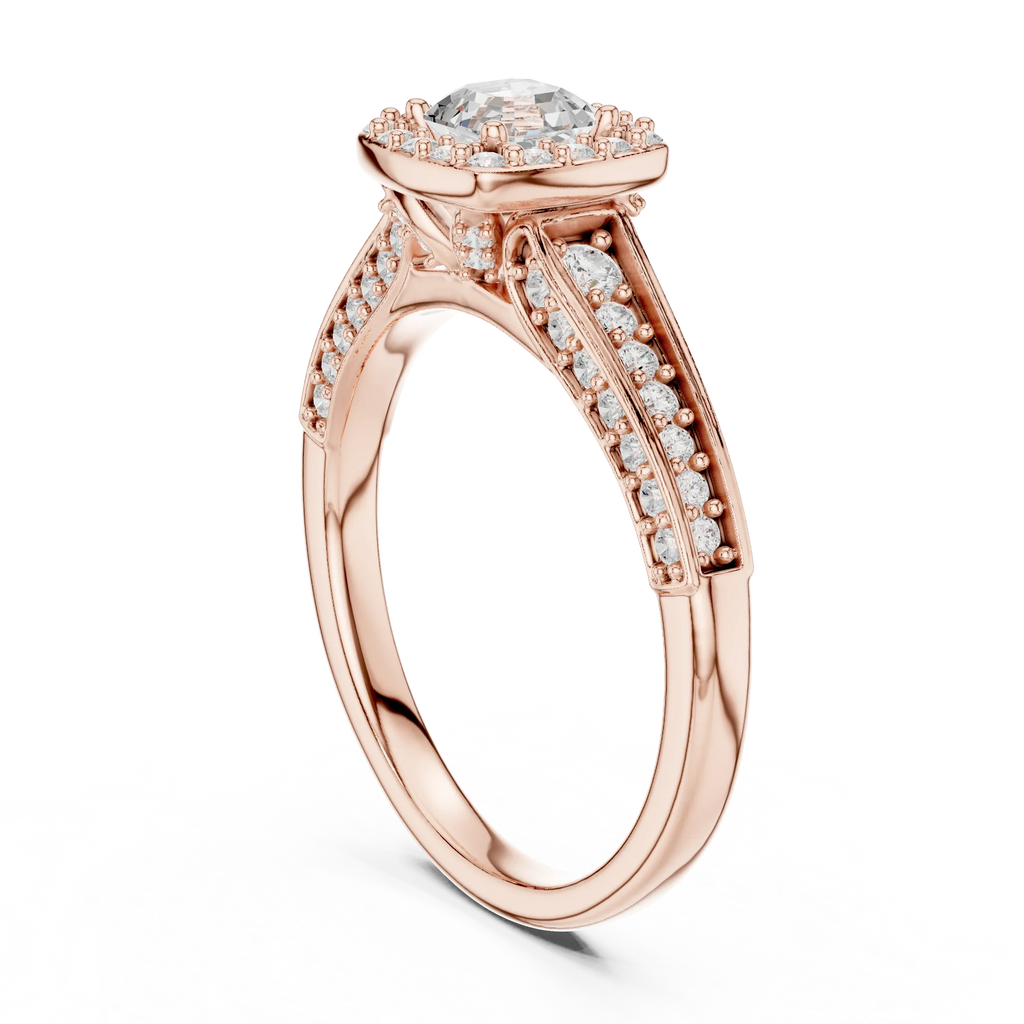 F Color Round Lab Grown Diamond  Engagement Ring