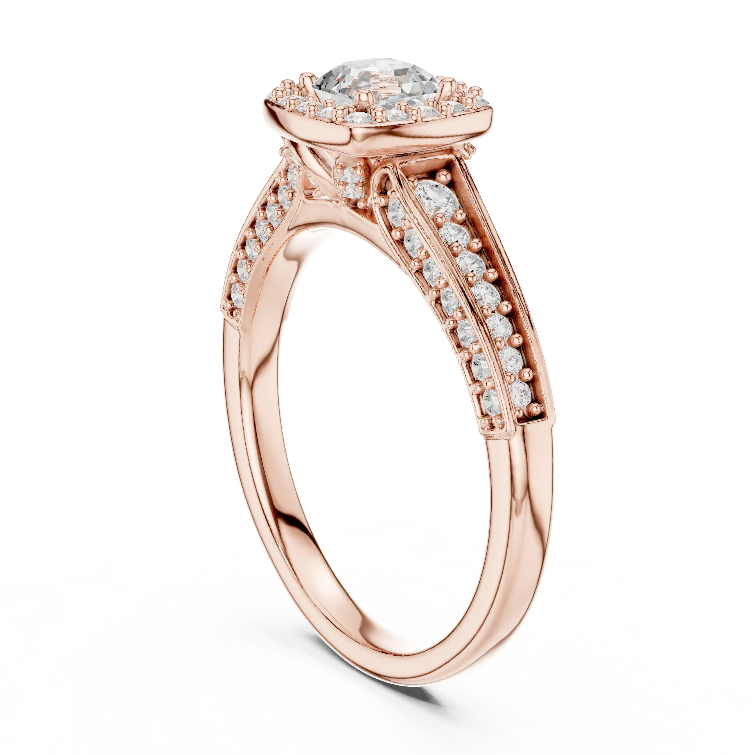 F Color Round Lab Grown Diamond  Engagement Ring