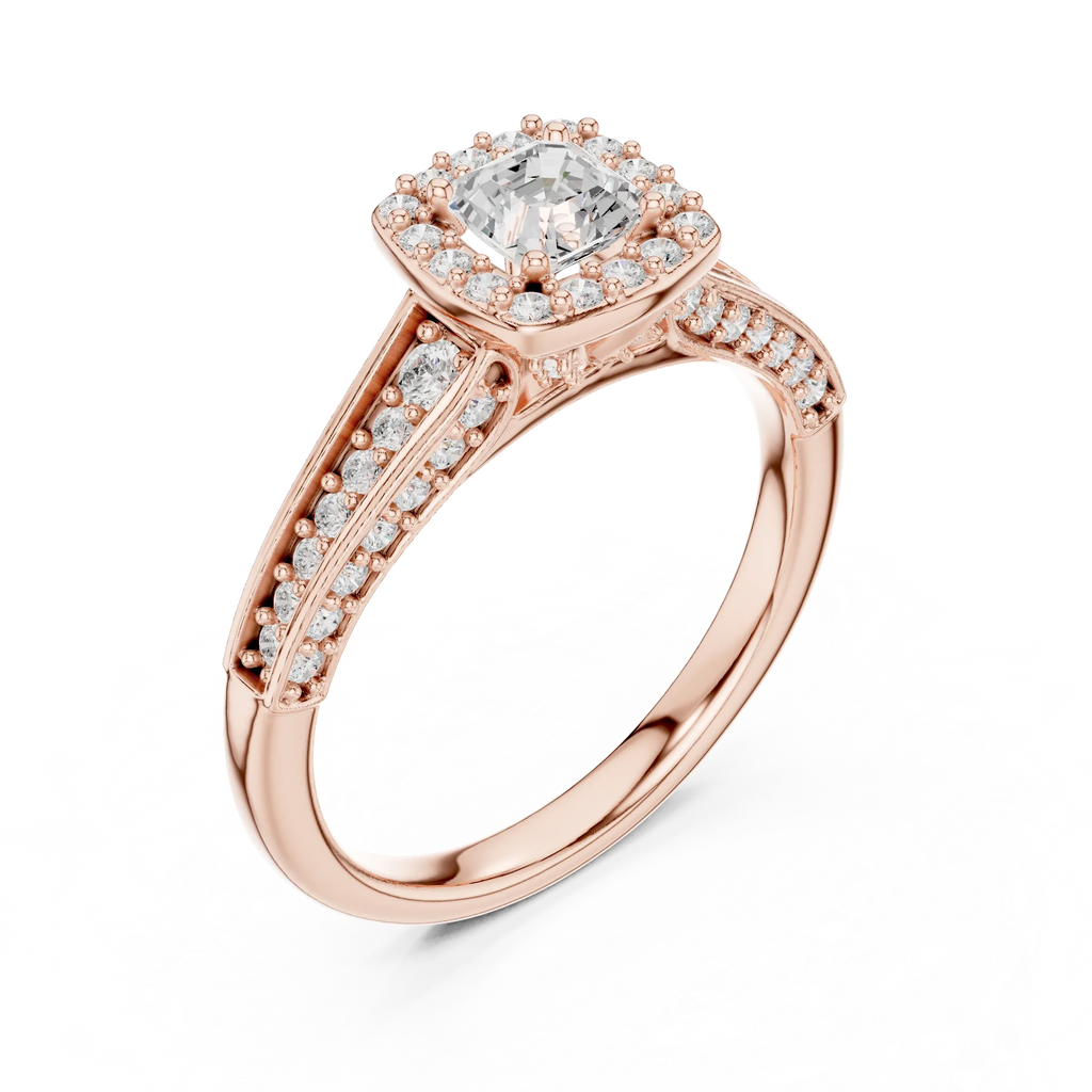 F Color Round Lab Grown Diamond  Engagement Ring