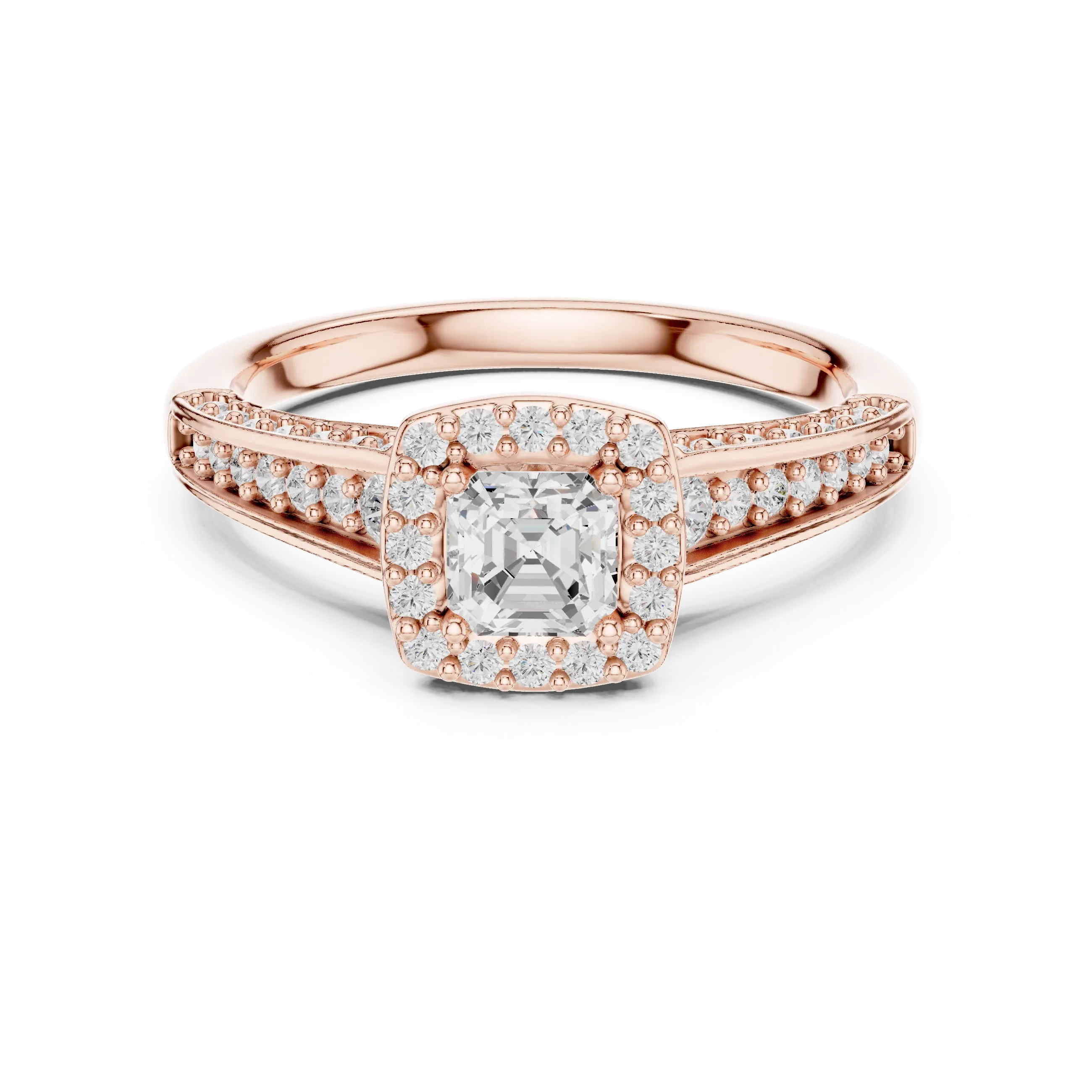 F Color Round Lab Grown Diamond  Engagement Ring