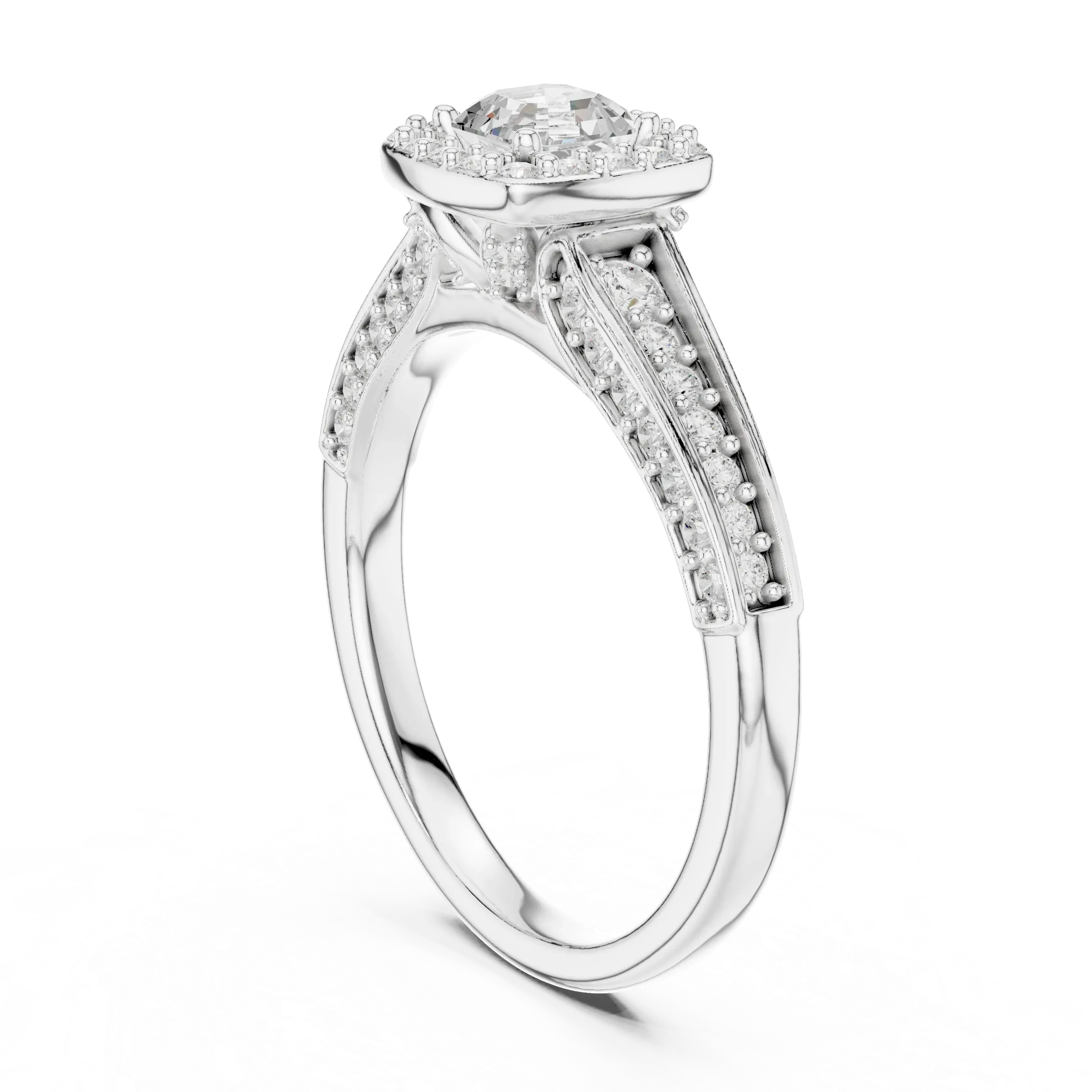 F Color Round Lab Grown Diamond  Engagement Ring