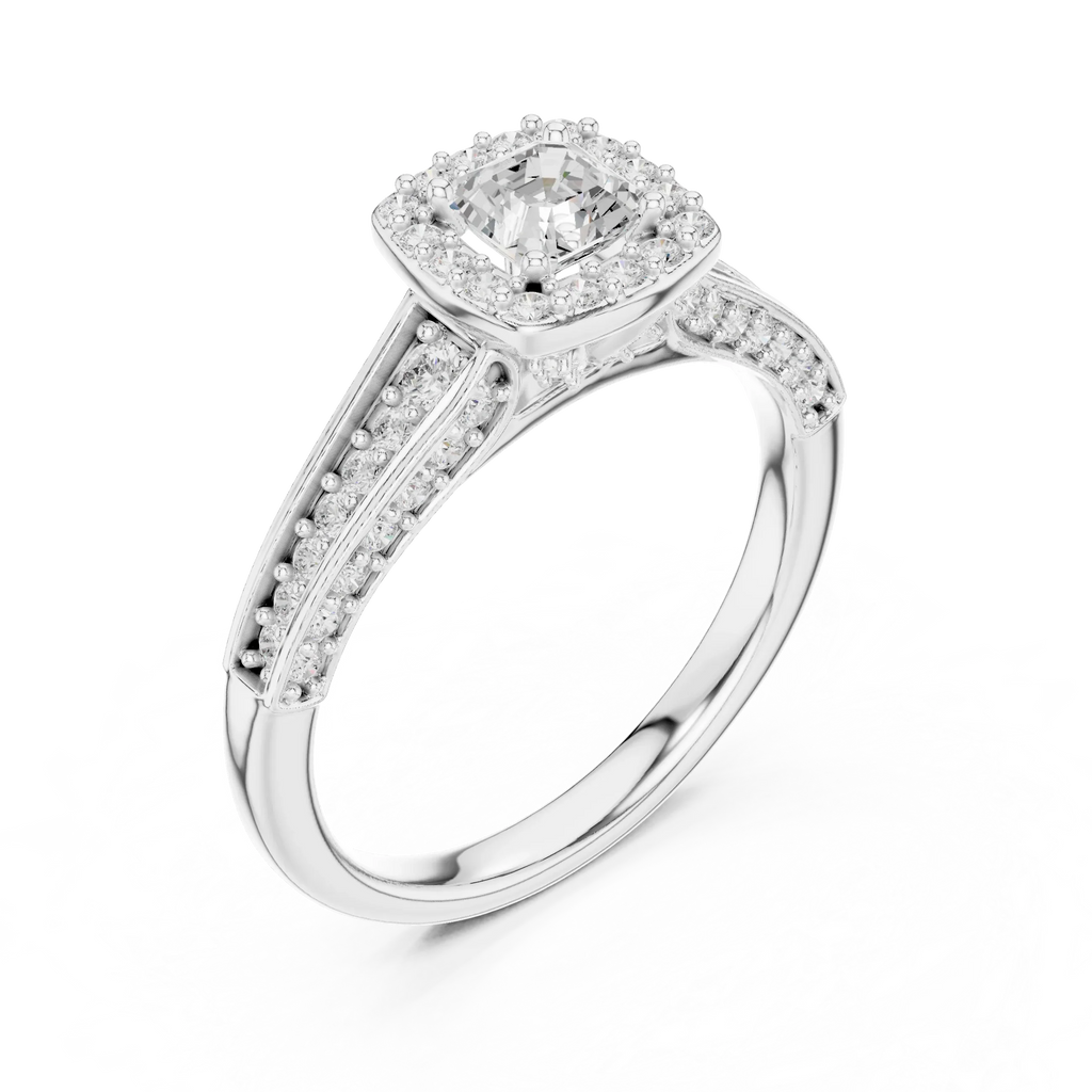 F Color Round Lab Grown Diamond  Engagement Ring