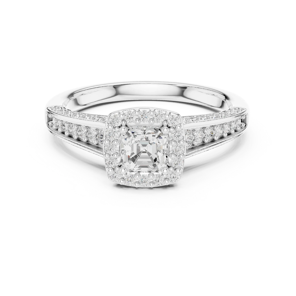 F Color Round Lab Grown Diamond  Engagement Ring