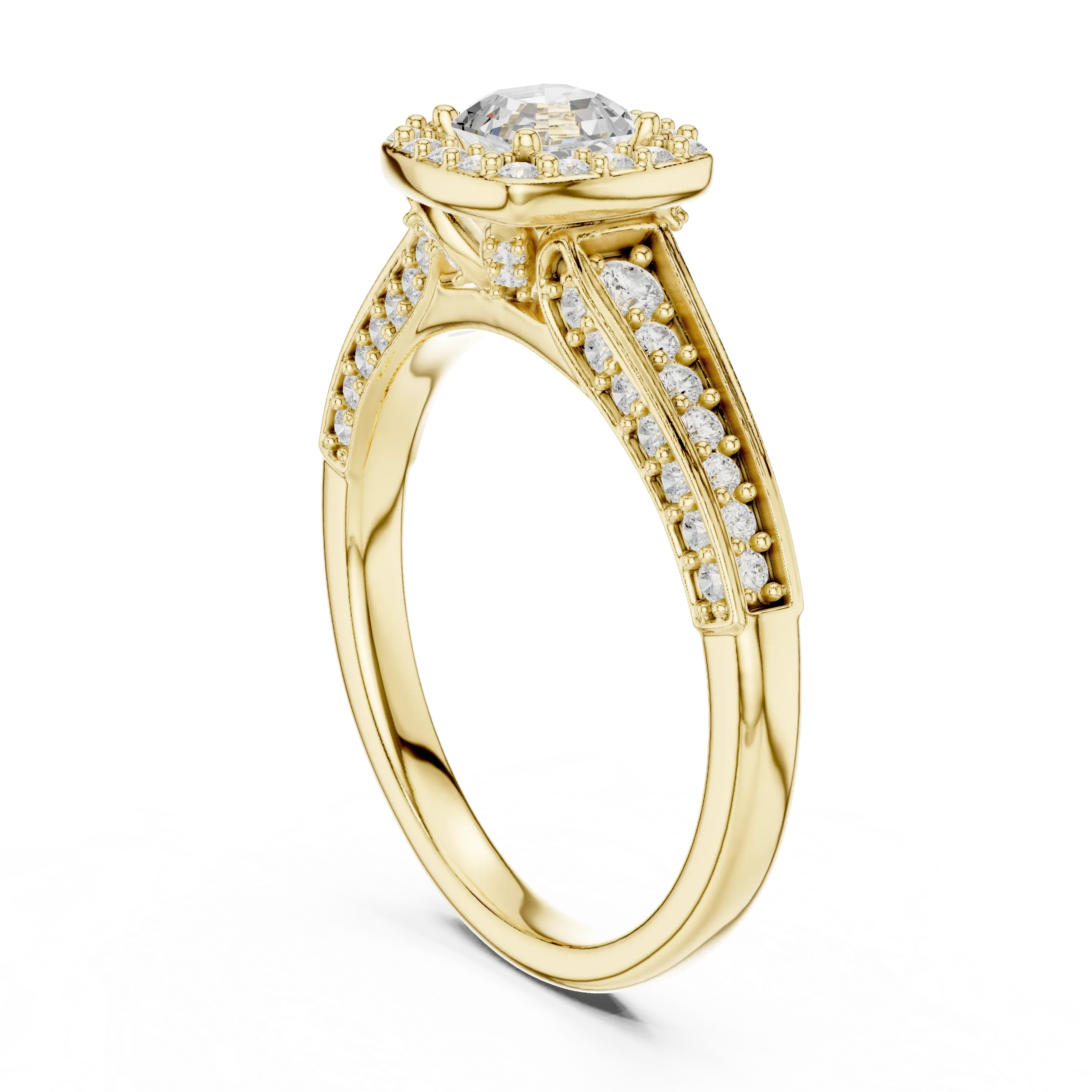 F Color Round Lab Grown Diamond  Engagement Ring