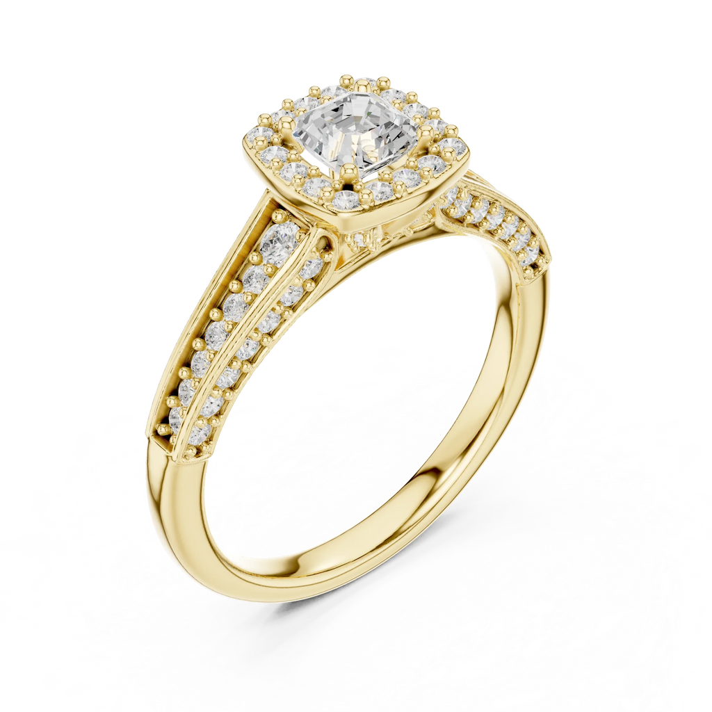 F Color Round Lab Grown Diamond  Engagement Ring