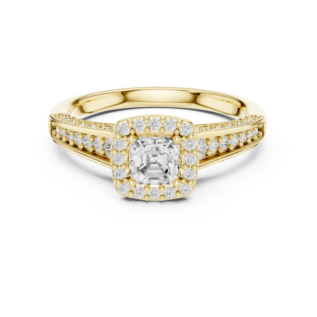 F Color Round Lab Grown Diamond  Engagement Ring