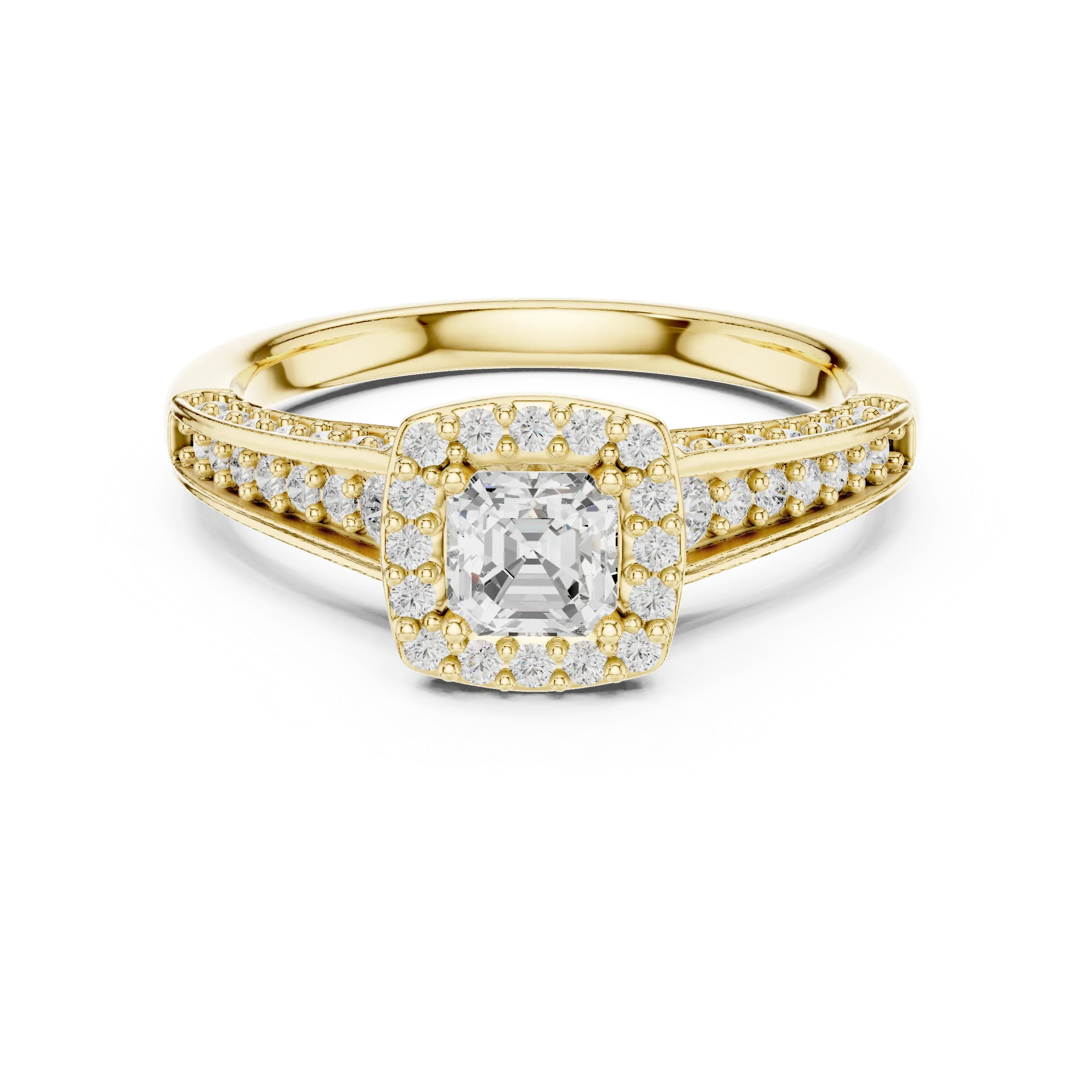 F Color Round Lab Grown Diamond  Engagement Ring