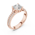 Round Moissanite Pavé Engagement Ring D Color VVS1