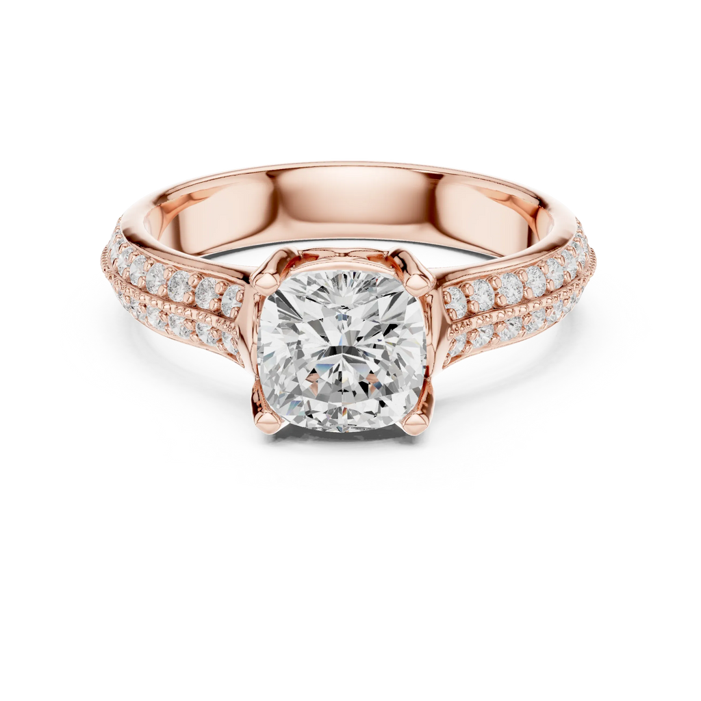 Round Moissanite Pavé Engagement Ring D Color VVS1