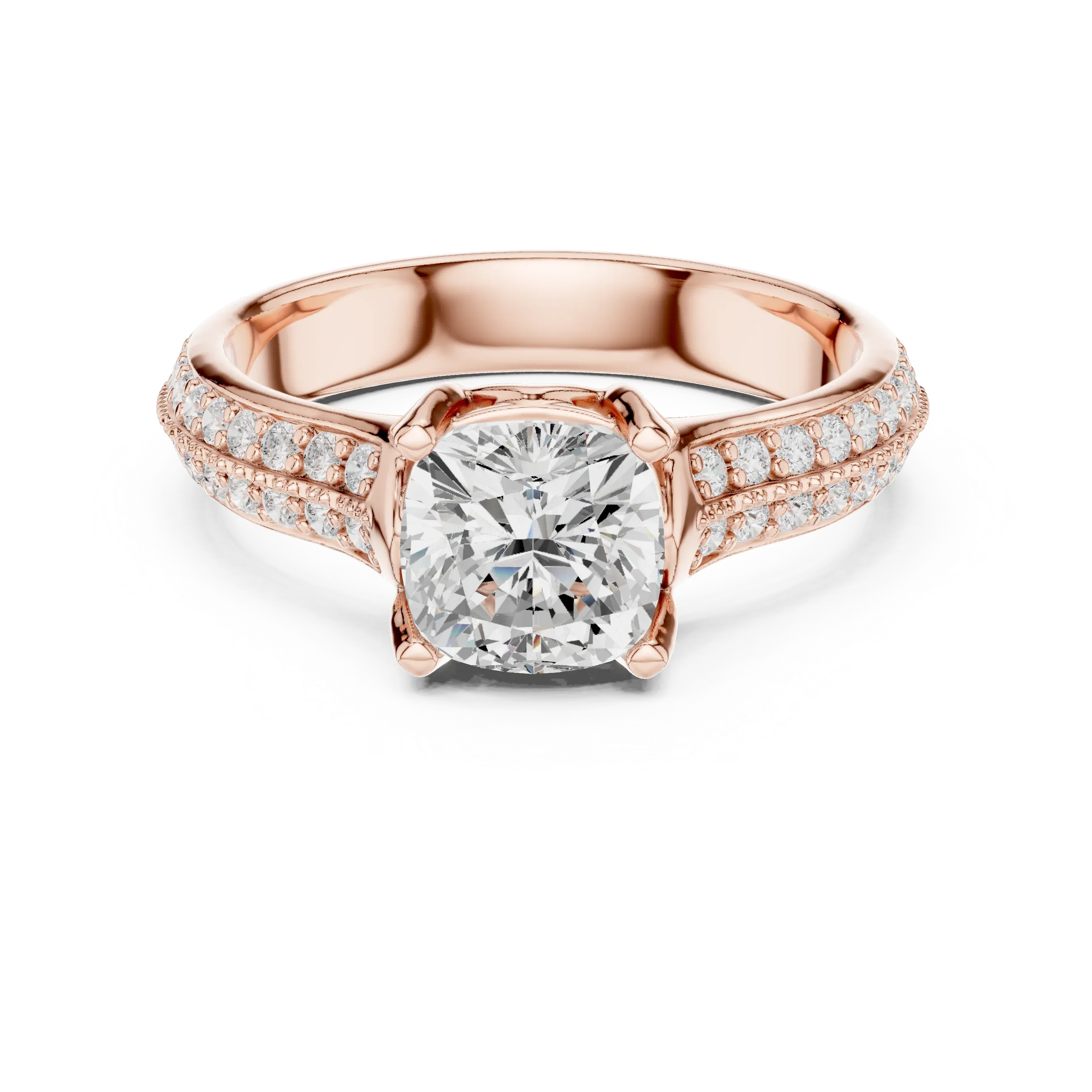 Round Moissanite Pavé Engagement Ring D Color VVS1