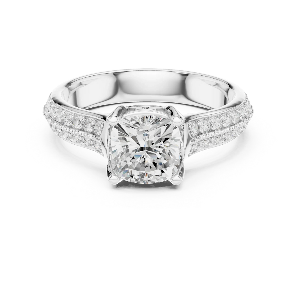 Round Moissanite Pavé Engagement Ring D Color VVS1