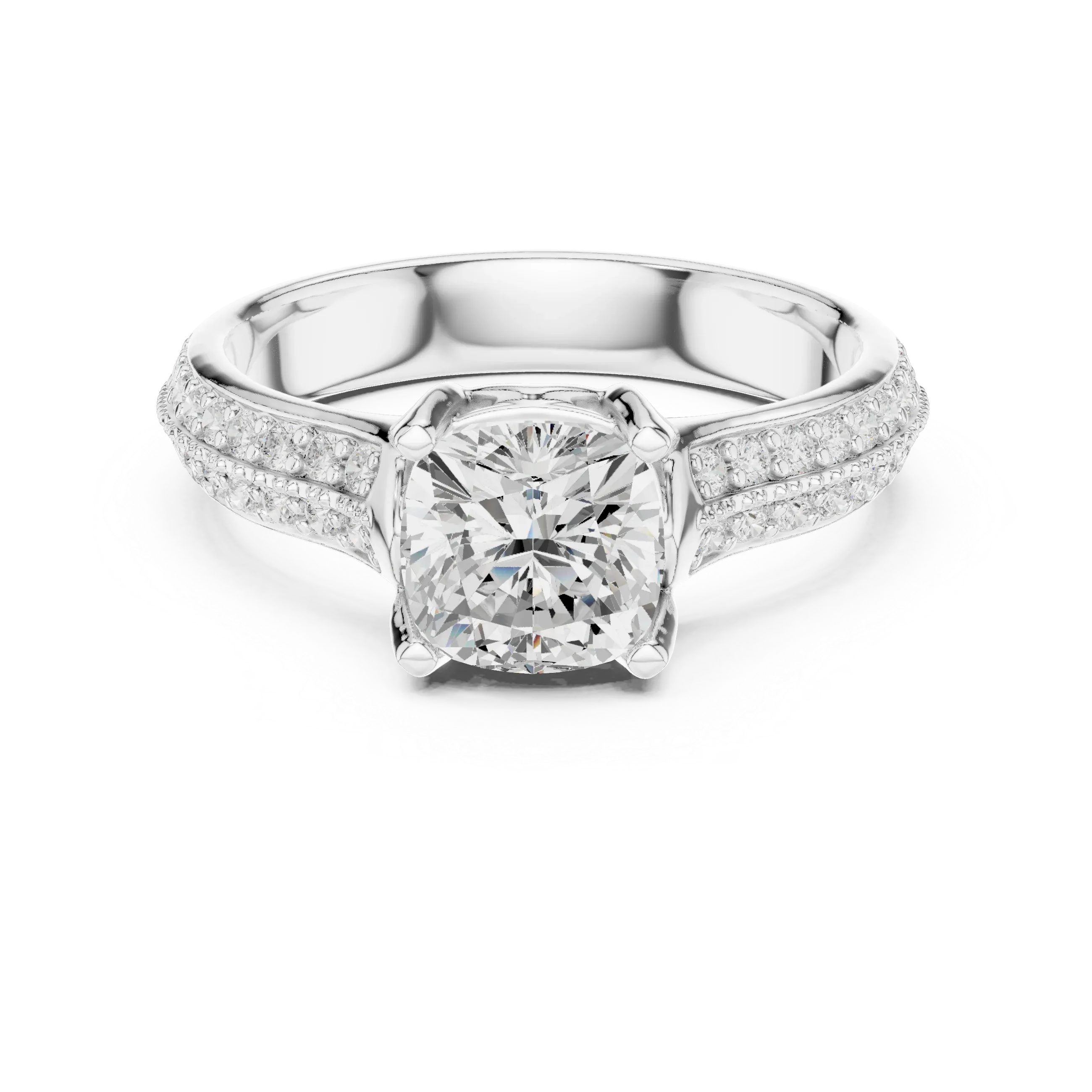 Round Moissanite Pavé Engagement Ring D Color VVS1