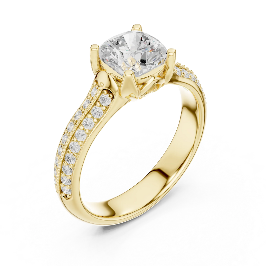 Round Moissanite Pavé Engagement Ring D Color VVS1