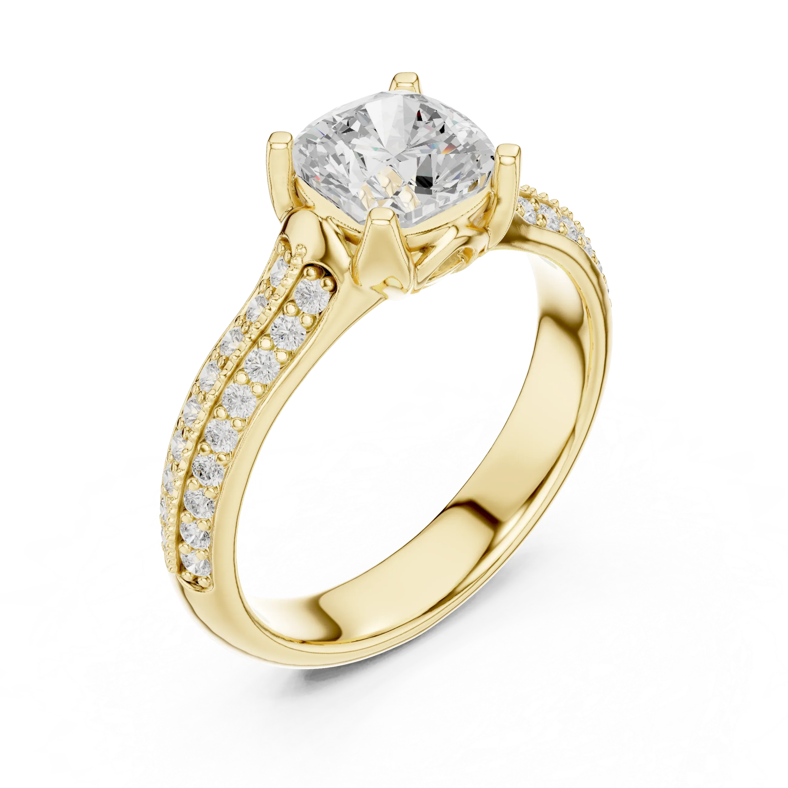 Round Moissanite Pavé Engagement Ring D Color VVS1
