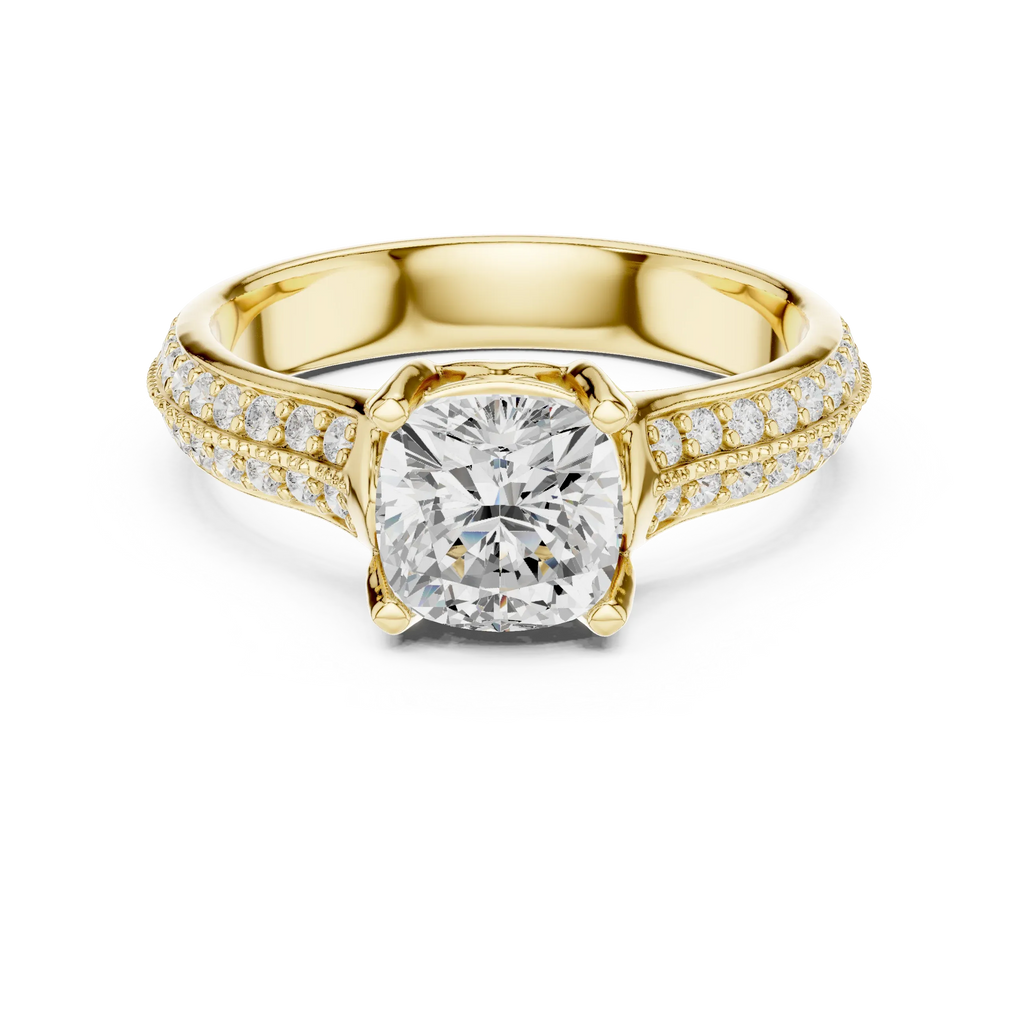 Round Moissanite Pavé Engagement Ring D Color VVS1