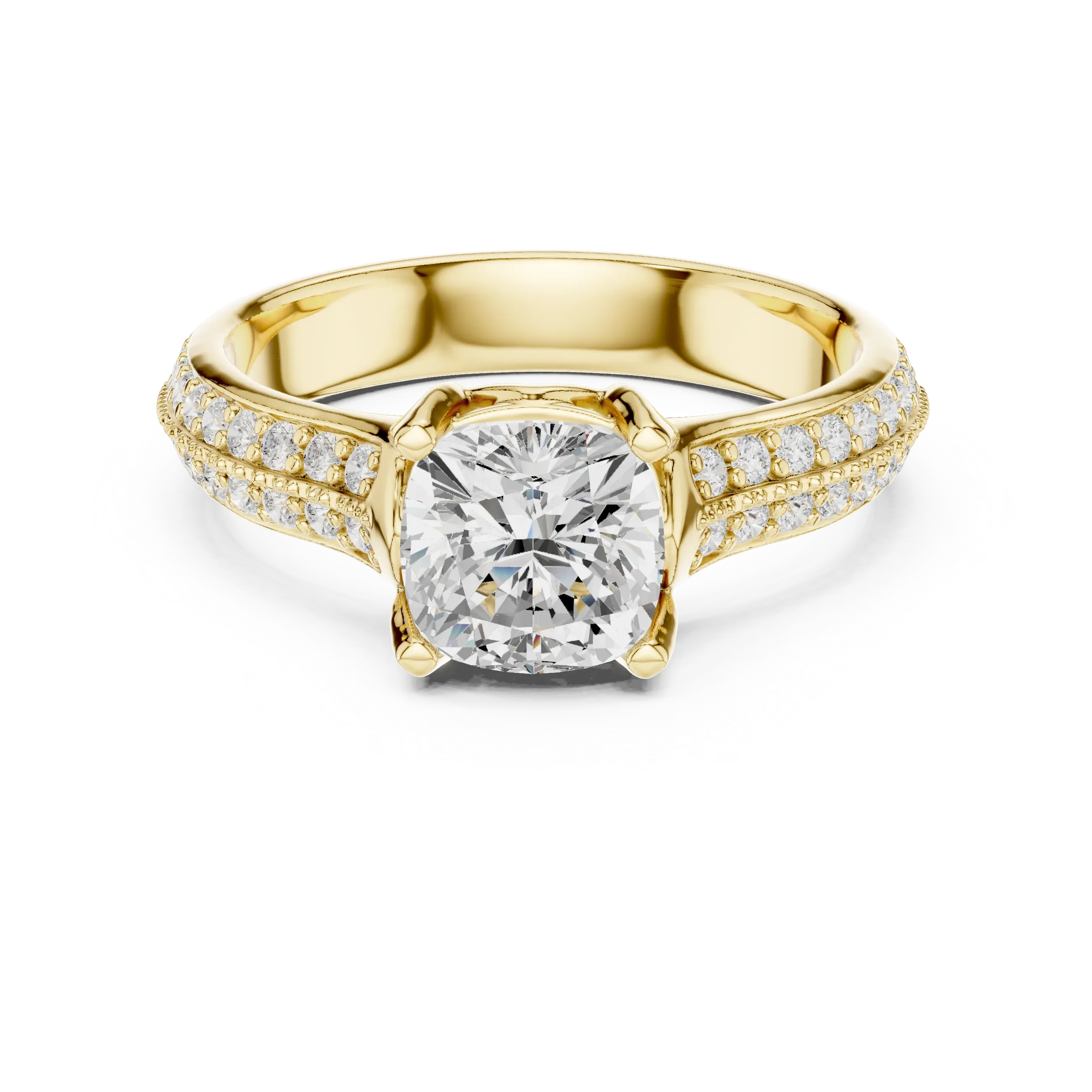 Round Moissanite Pavé Engagement Ring D Color VVS1